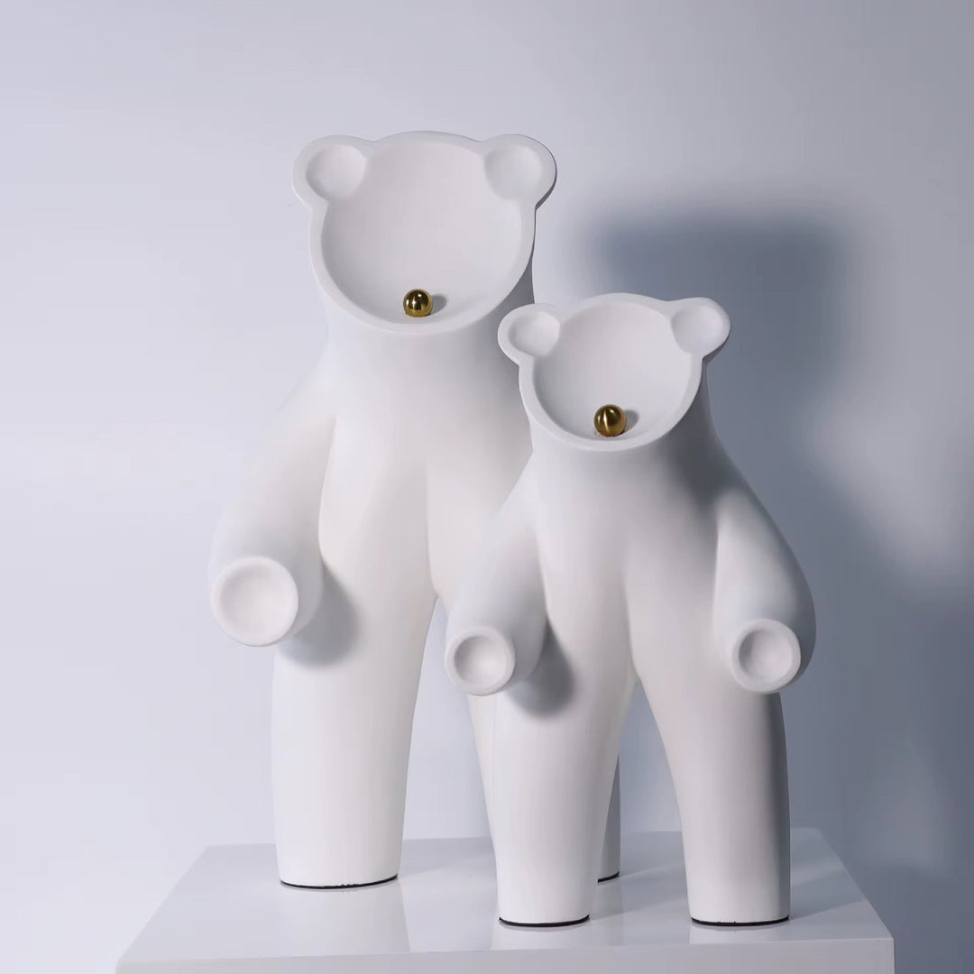 Matte Black Bear Sculpture set of 2