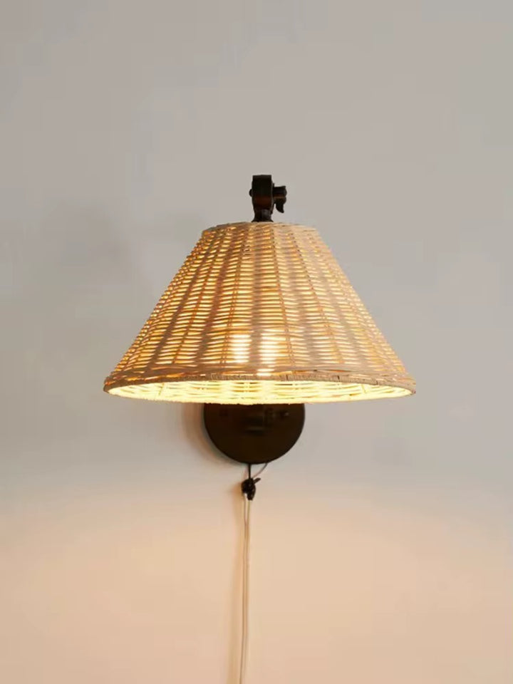 Adjustable Rattan Wall Sconce