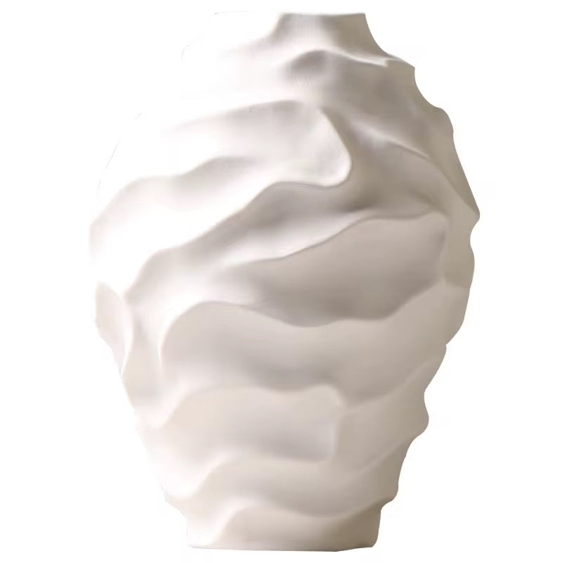 Textured White Ceramic Vase Set