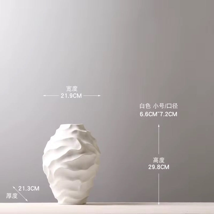Textured White Ceramic Vase Set