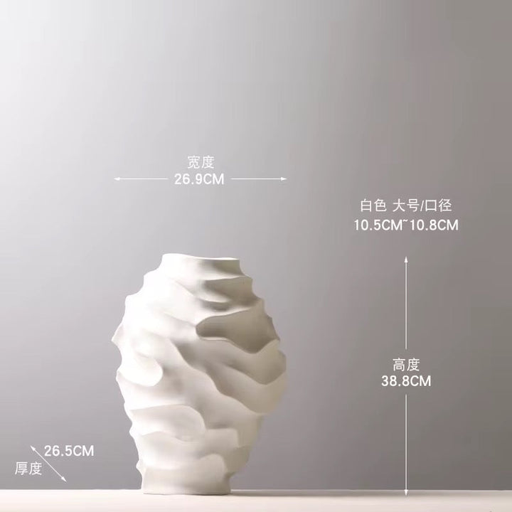 Textured White Ceramic Vase Set
