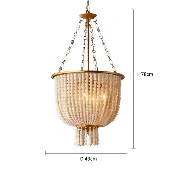 Elegant Gold and White Beaded Chandelier