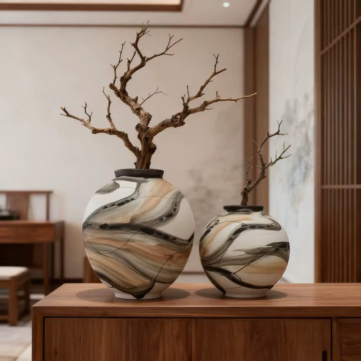 Marble Effect Decorative Vase Set of 2