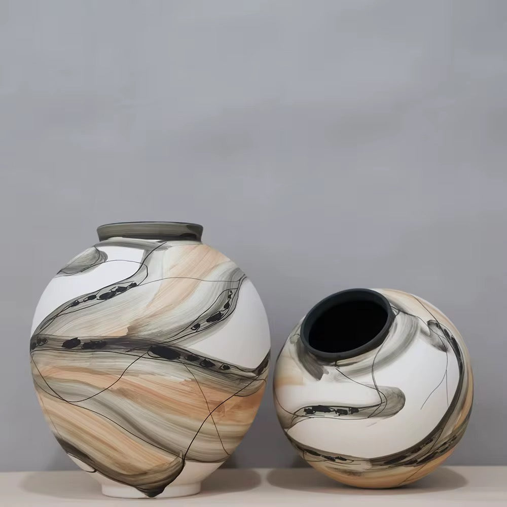Marble Effect Decorative Vase Set of 2