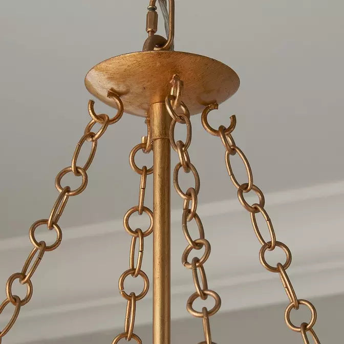 Elegant Gold and White Beaded Chandelier