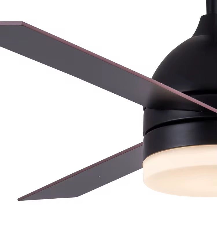 Modern Black Ceiling Fan with LED Light and Remote – 3-Speed Pollywood Blades