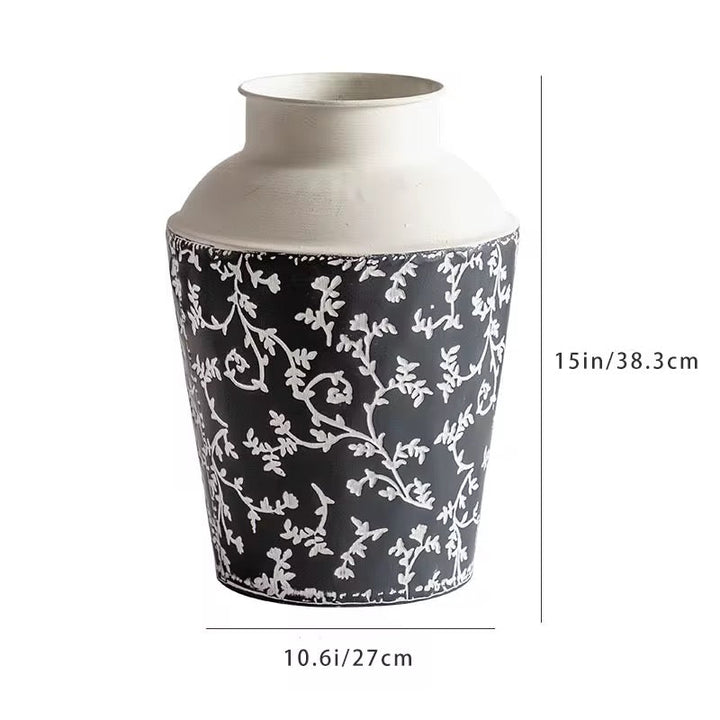 Black & White Botanical Metal Table & Floor Vase