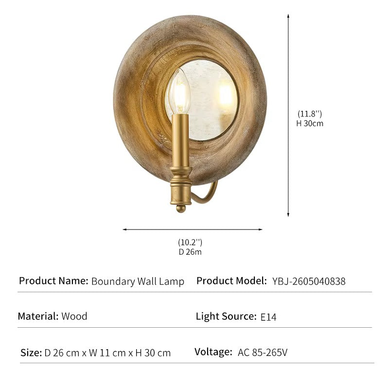 Vintage Gold Round Wall Sconce with Exposed Bulb
