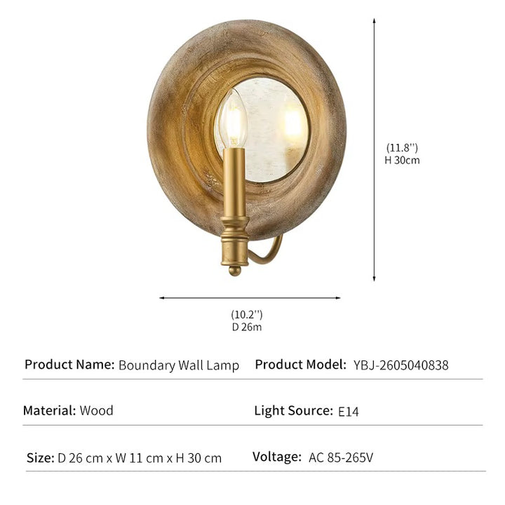 Vintage Gold Round Wall Sconce with Exposed Bulb