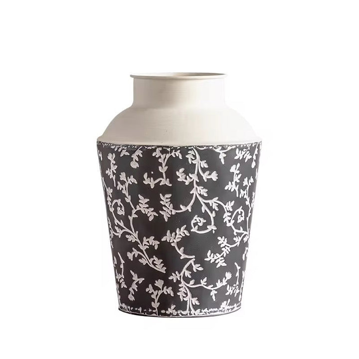 Black & White Botanical Metal Table & Floor Vase