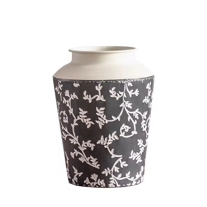 Black & White Botanical Metal Table & Floor Vase