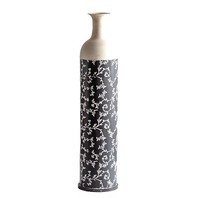 Black & White Botanical Metal Table & Floor Vase