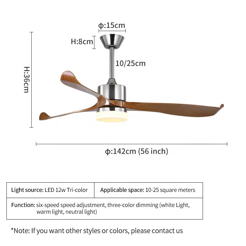 Modern Ceiling Fan with Wooden Blades and Integrated LED Light