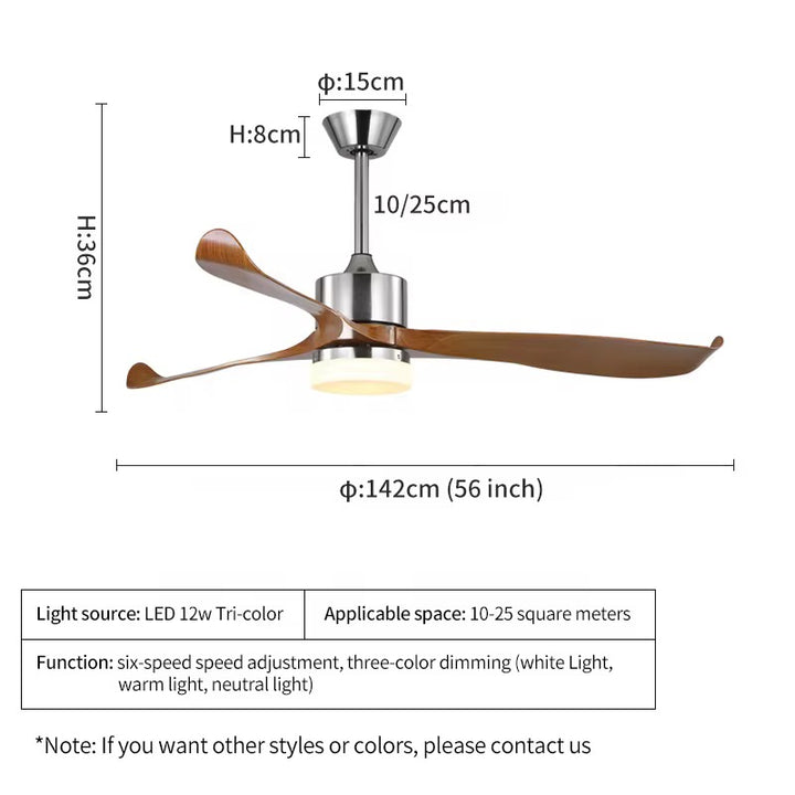 Modern Ceiling Fan with Wooden Blades and Integrated LED Light
