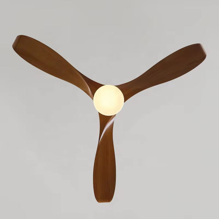 Modern Ceiling Fan with Wooden Blades and Integrated LED Light
