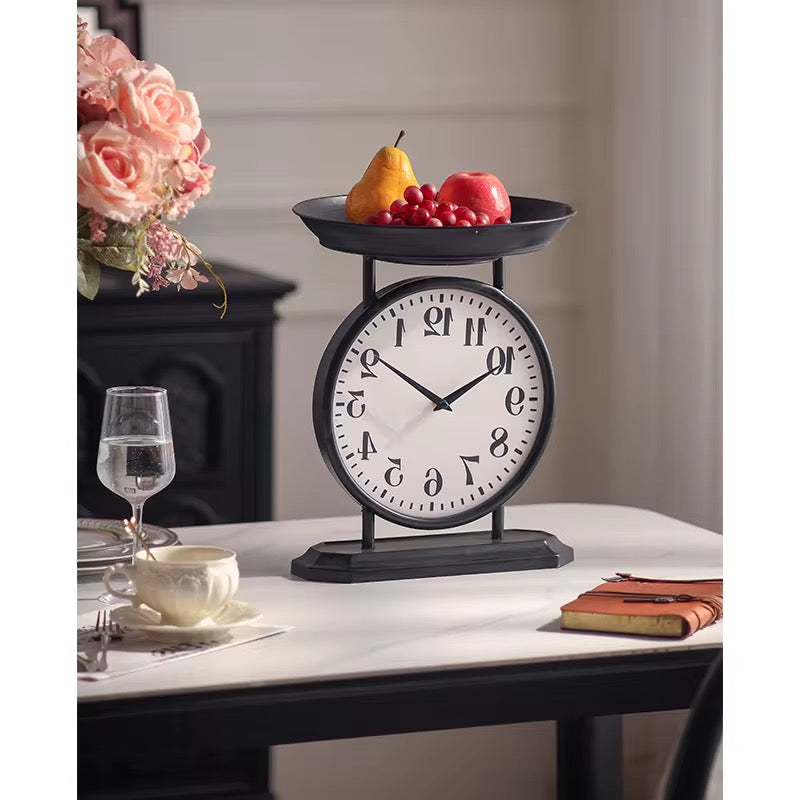 Vintage Table Clock With Fruit Tray