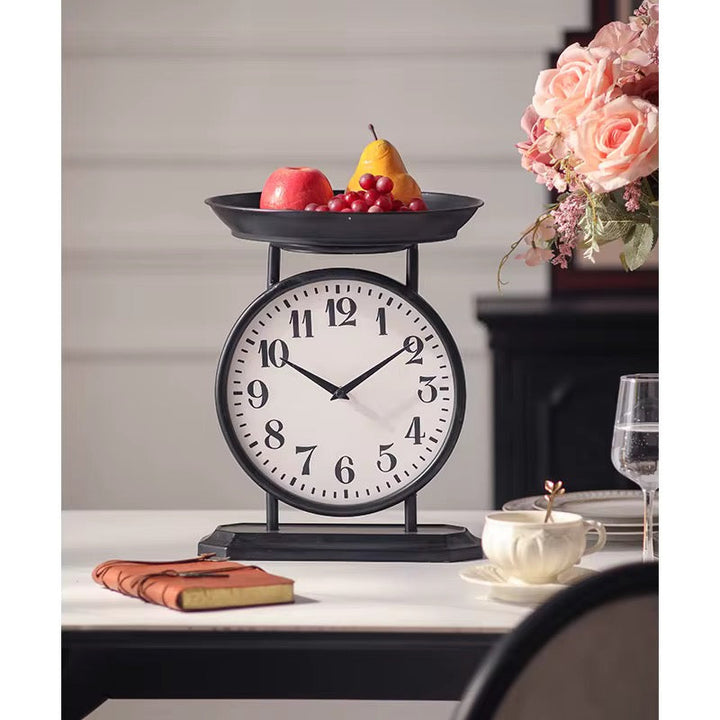 Vintage Table Clock With Fruit Tray