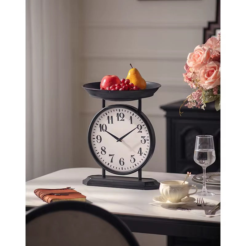 Vintage Table Clock With Fruit Tray