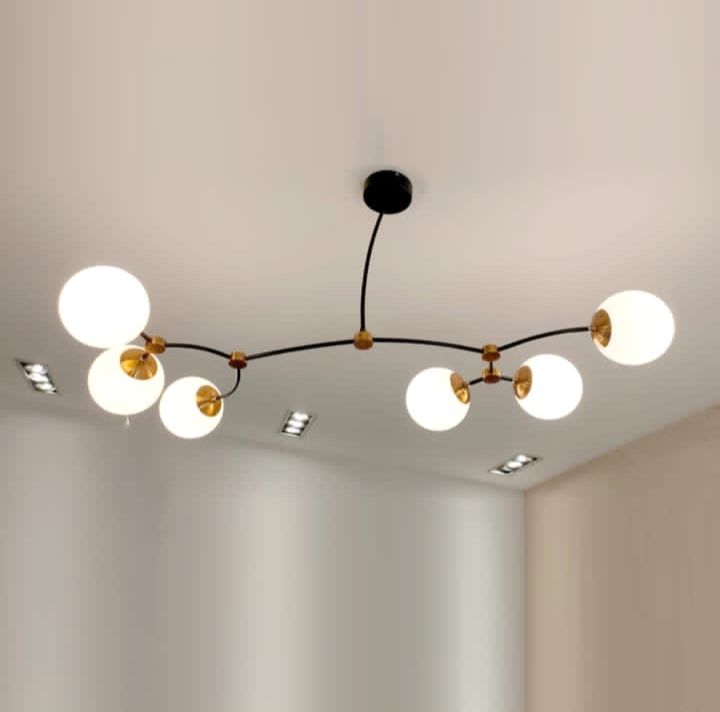 Modern Branch-Style Chandelier with Globe Shades