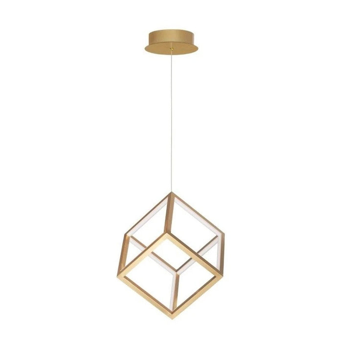 Modern Geometric Pendant Light with Gold Cube Design