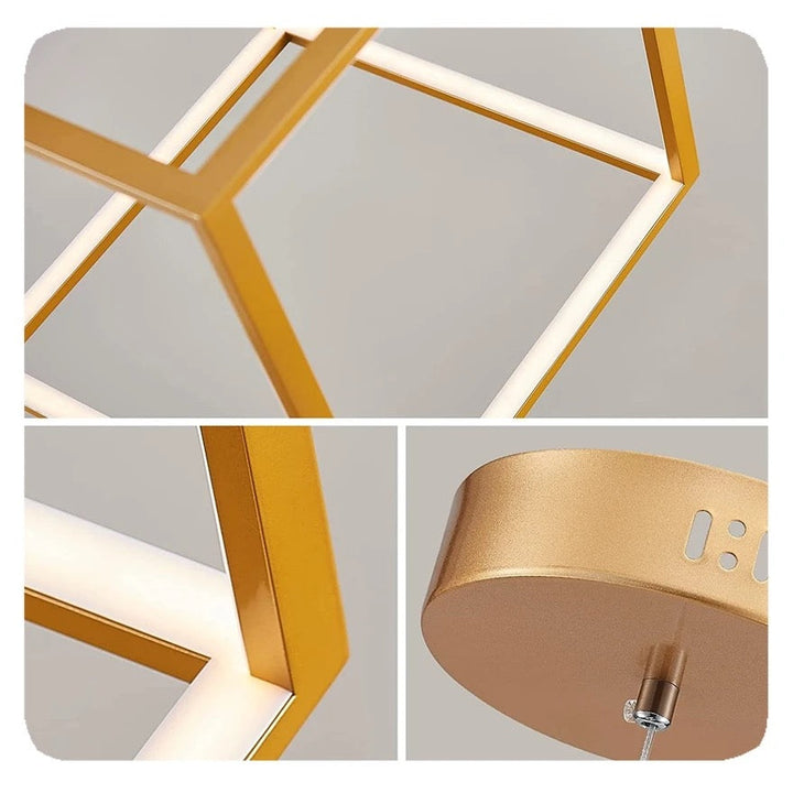 Modern Geometric Pendant Light with Gold Cube Design