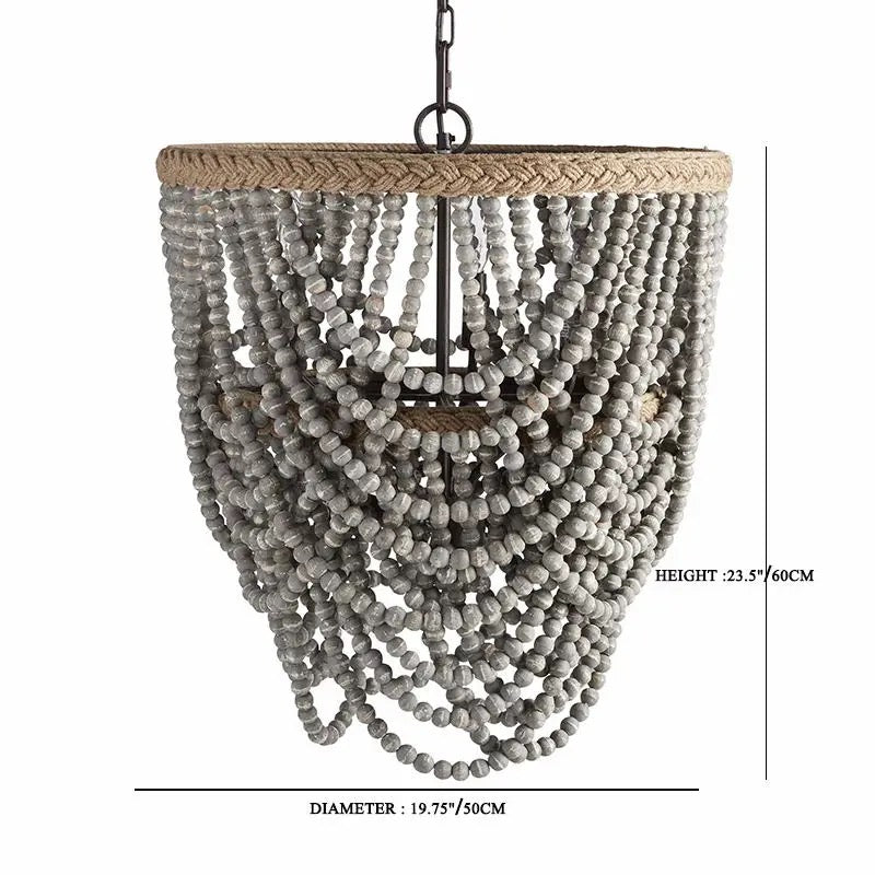 Rustic Beaded Chandelier with Blue Finish