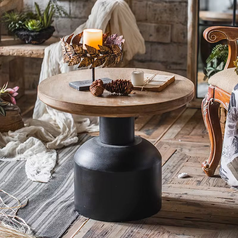 Industrial Pedestal Side Tables Set