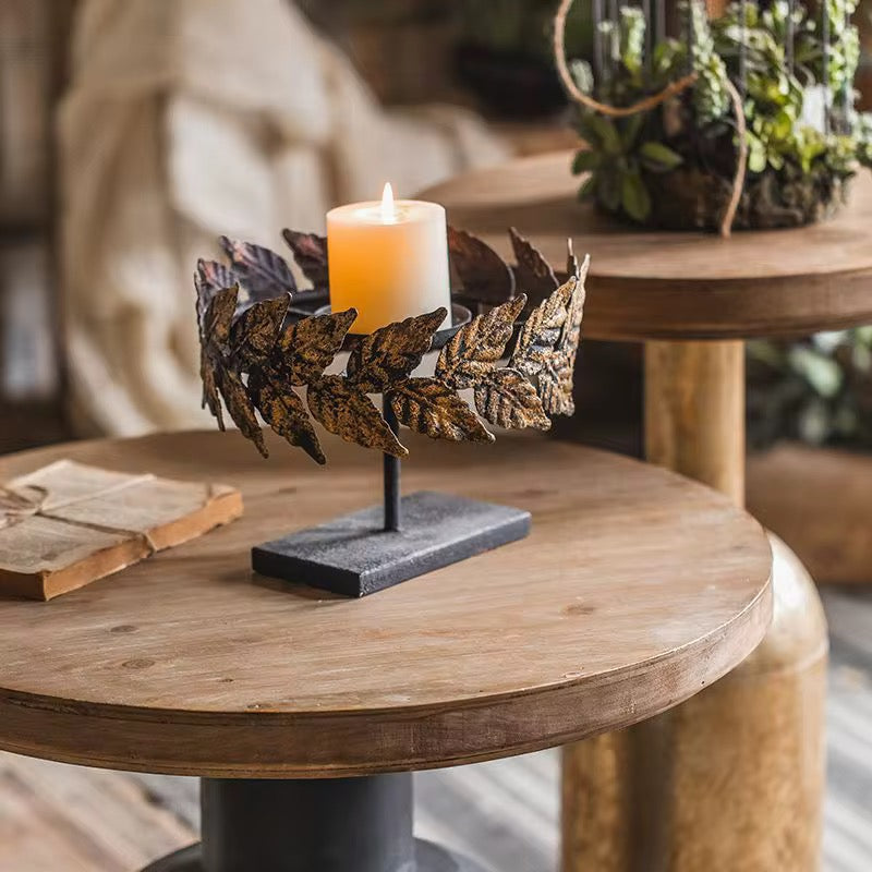 Industrial Pedestal Side Tables Set