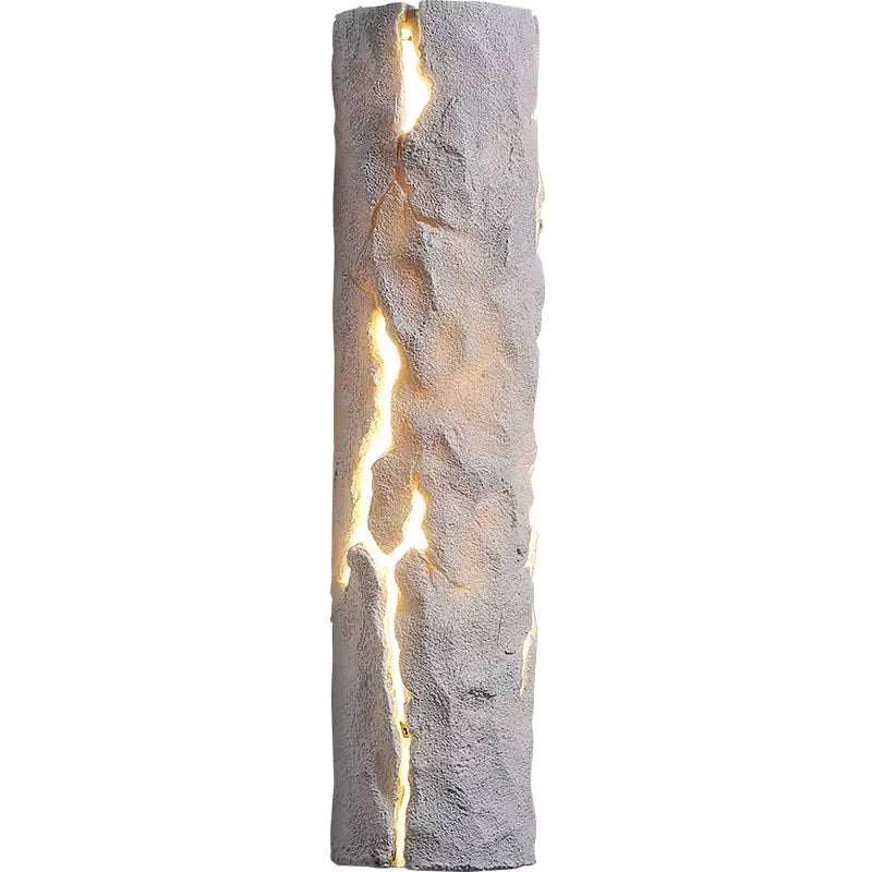 Modern textured stone LED wall light with vertical design and integrated LED strips