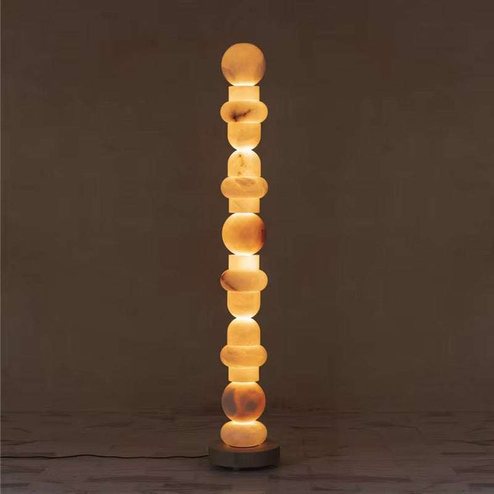 Totem Glow - Marble Sphere Column Floor Lamp