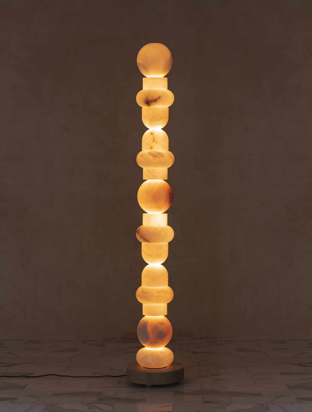 Totem Glow - Marble Sphere Column Floor Lamp