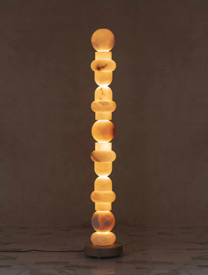Totem Glow - Marble Sphere Column Floor Lamp