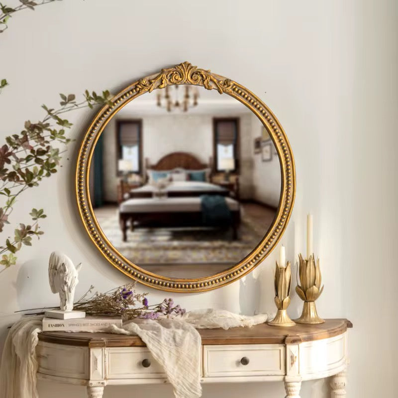 Gold Ornate Round Wall Mirror