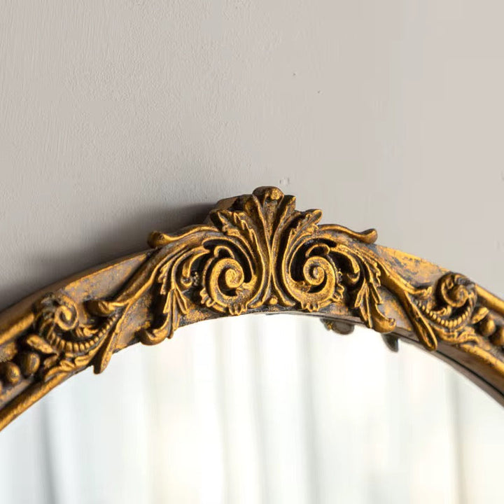 Gold Ornate Round Wall Mirror