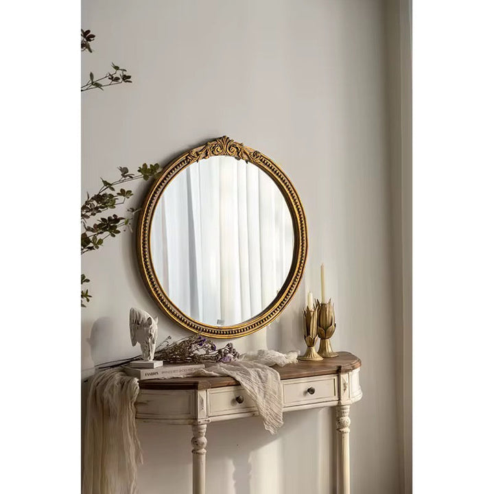 Gold Ornate Round Wall Mirror