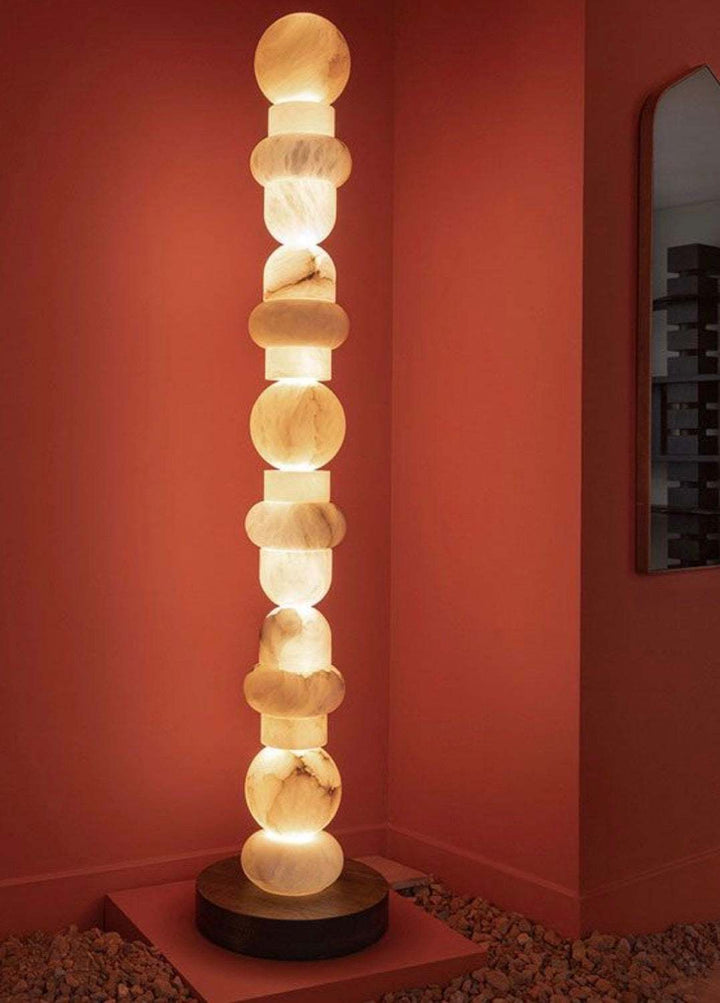 Totem Glow - Marble Sphere Column Floor Lamp