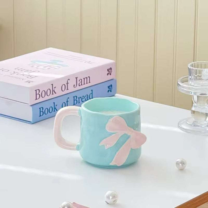 Pastel Bow Ceramic Mugs set of 2