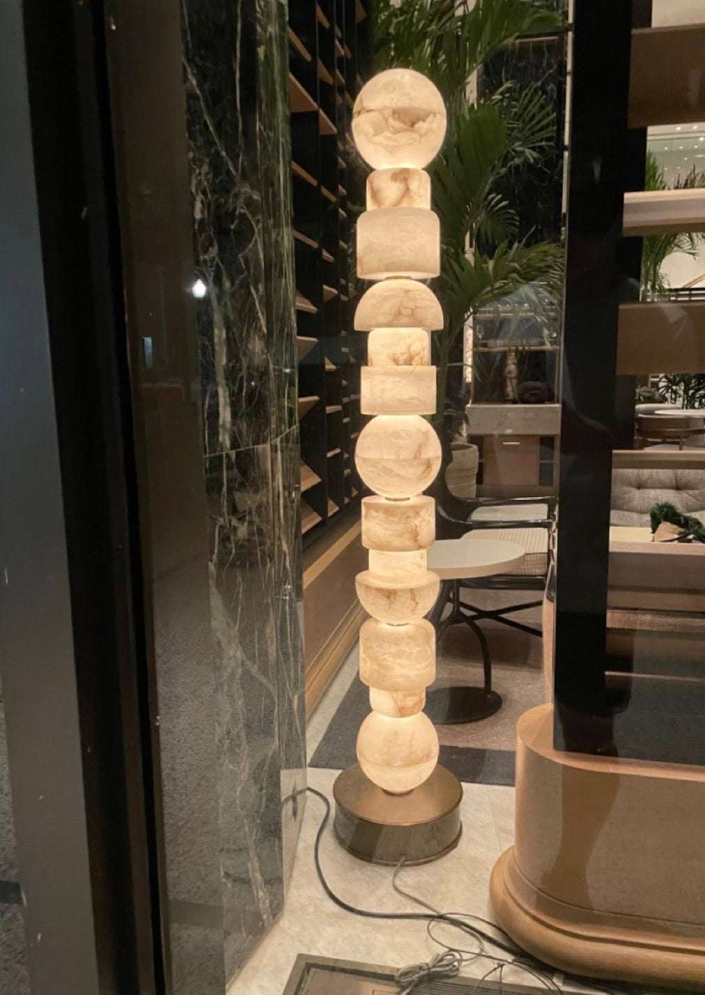 Totem Glow - Marble Sphere Column Floor Lamp