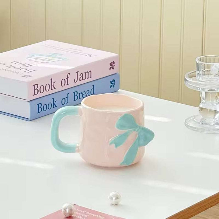 Pastel Bow Ceramic Mugs set of 2