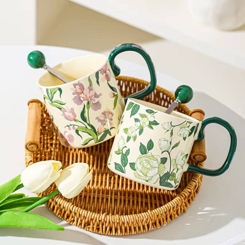 Floral Ceramic Mug Set of 2