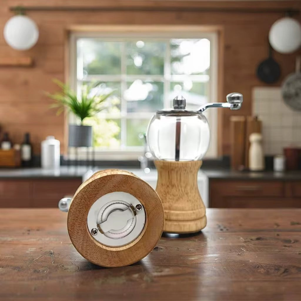 Wood & Glass Spices & Coffee Grinder