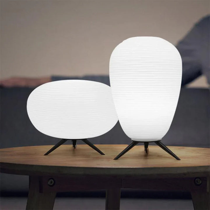 Modern Table Lamps with Fabric Shades and Wooden Legs