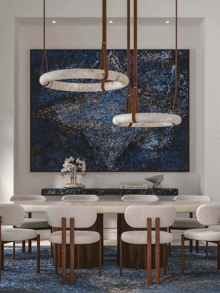 Halo Loop - Natural Spanish Alabaster stone Modern Marble Ring Chandelier