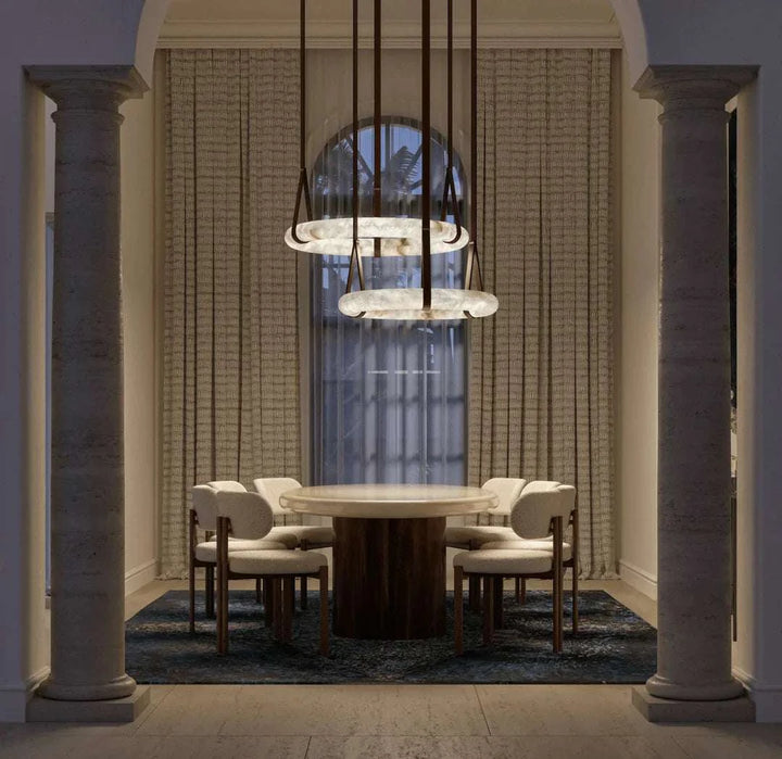 Halo Loop - Natural Spanish Alabaster stone Modern Marble Ring Chandelier