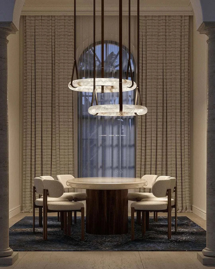 Halo Loop - Natural Spanish Alabaster stone Modern Marble Ring Chandelier