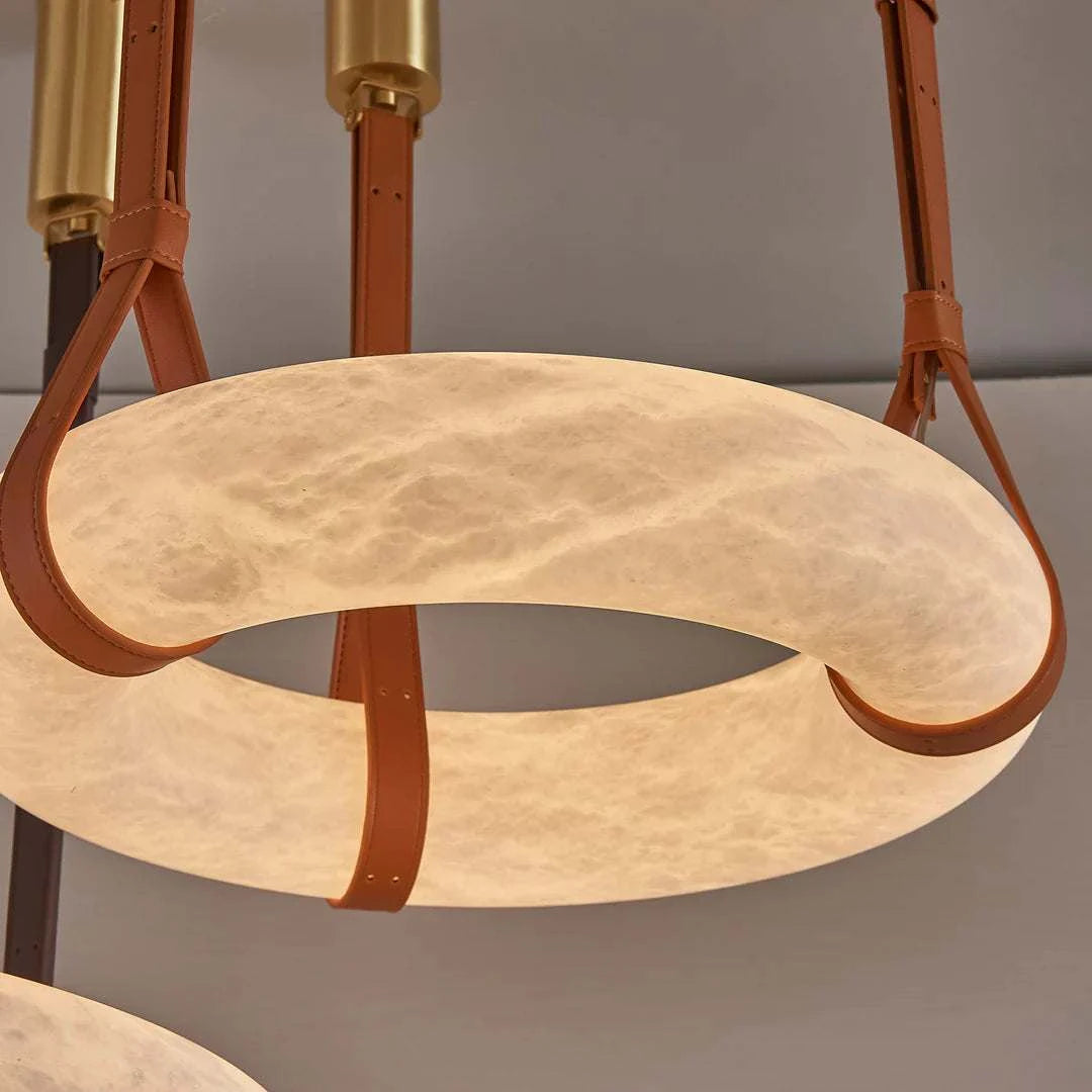 Halo Loop - Natural Spanish Alabaster stone Modern Marble Ring Chandelier