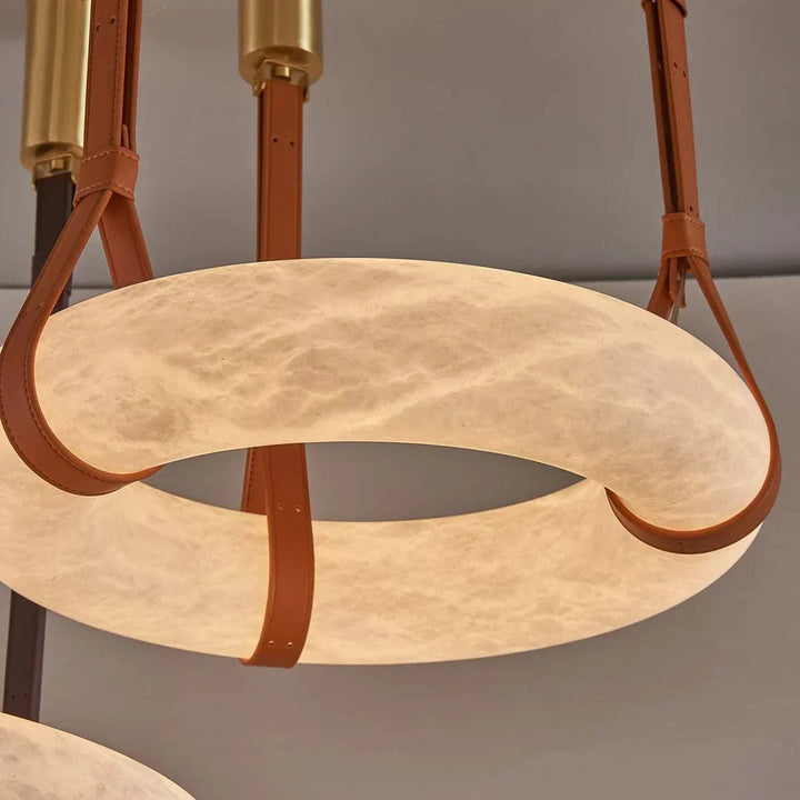 Halo Loop - Natural Spanish Alabaster stone Modern Marble Ring Chandelier