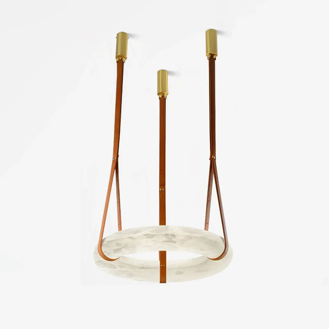 Halo Loop - Natural Spanish Alabaster stone Modern Marble Ring Chandelier