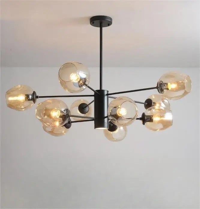 Modern Amber Glass Globe Chandelier