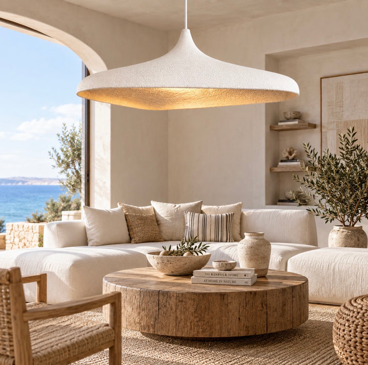 Sculptural White Organic Dome Pendant Light